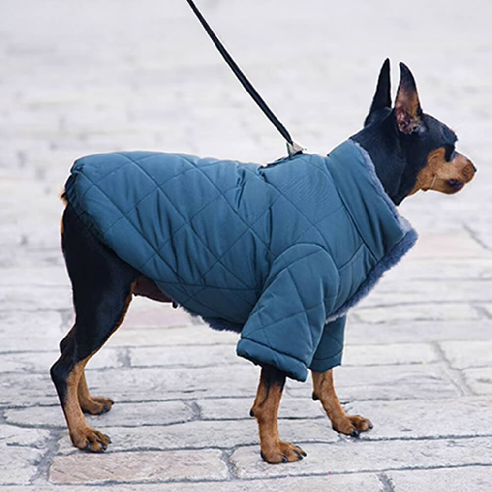 Abrigo para perros con cuello alto y botones a presión de piel sintética, cálido y acogedor