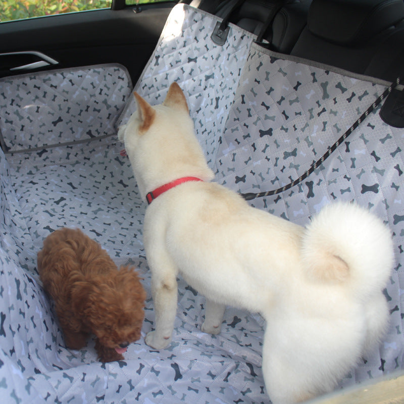 Funda para asiento de coche para perros de tamaño doble de tela Oxford con patrón de huesos