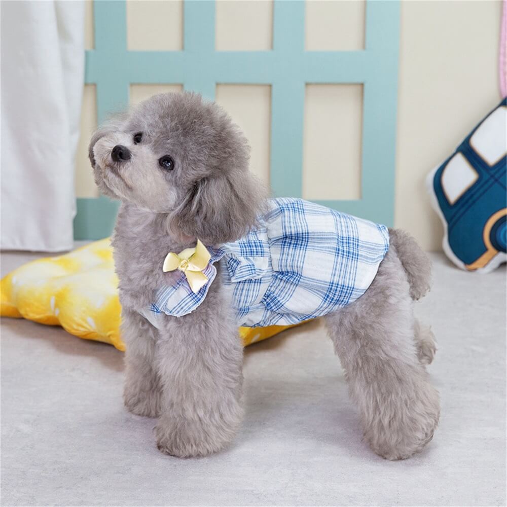 Vestido a cuadros a la moda para perros con detalles de volantes: perfecto para razas pequeñas