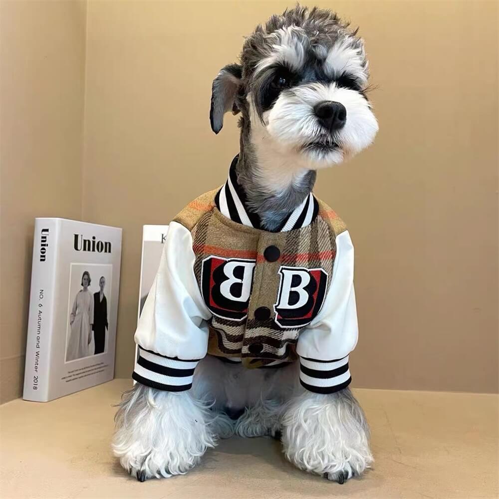 Chaqueta de béisbol a cuadros para perros: ropa deportiva y elegante para perros