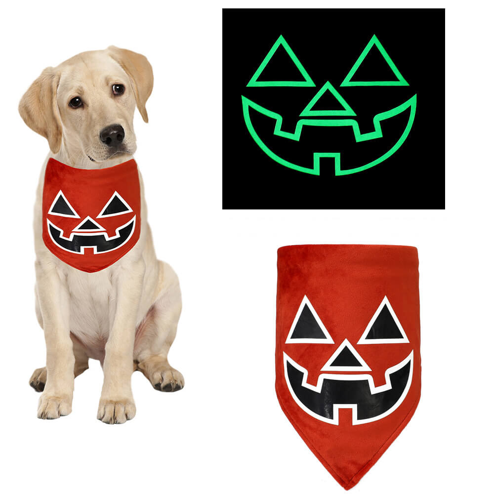 Pañuelo luminoso de Halloween para mascotas | Babero y collar triangulares luminosos para mascotas