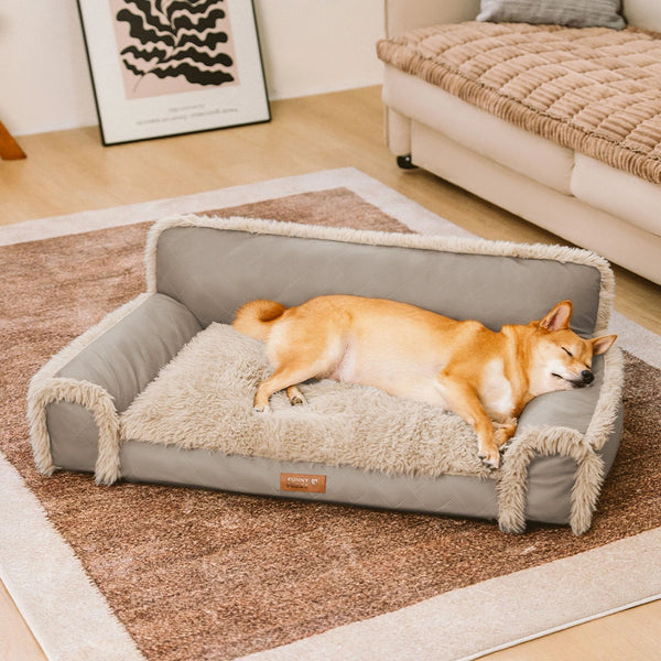 Luxe Faux Leather Plush Sponge Sponge Orthopedic Dog Bed - Calentamiento
