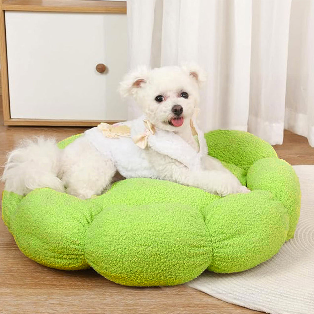 Cama para perros y gatos con forma de flor, cálida, de soporte completo, lavable y decorativa