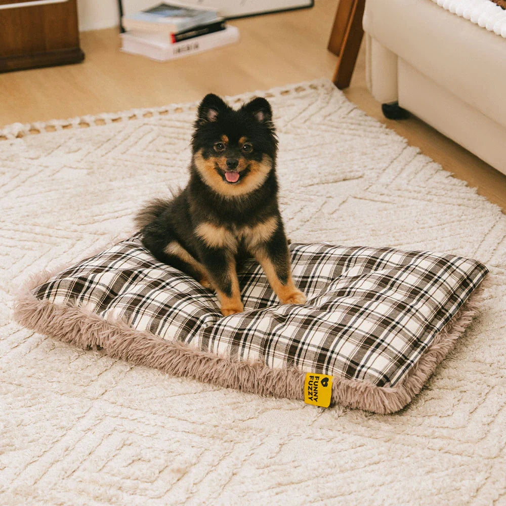 Alfombra para perros calmante de felpa extraíble de doble cara con diseño clásico de cuadros