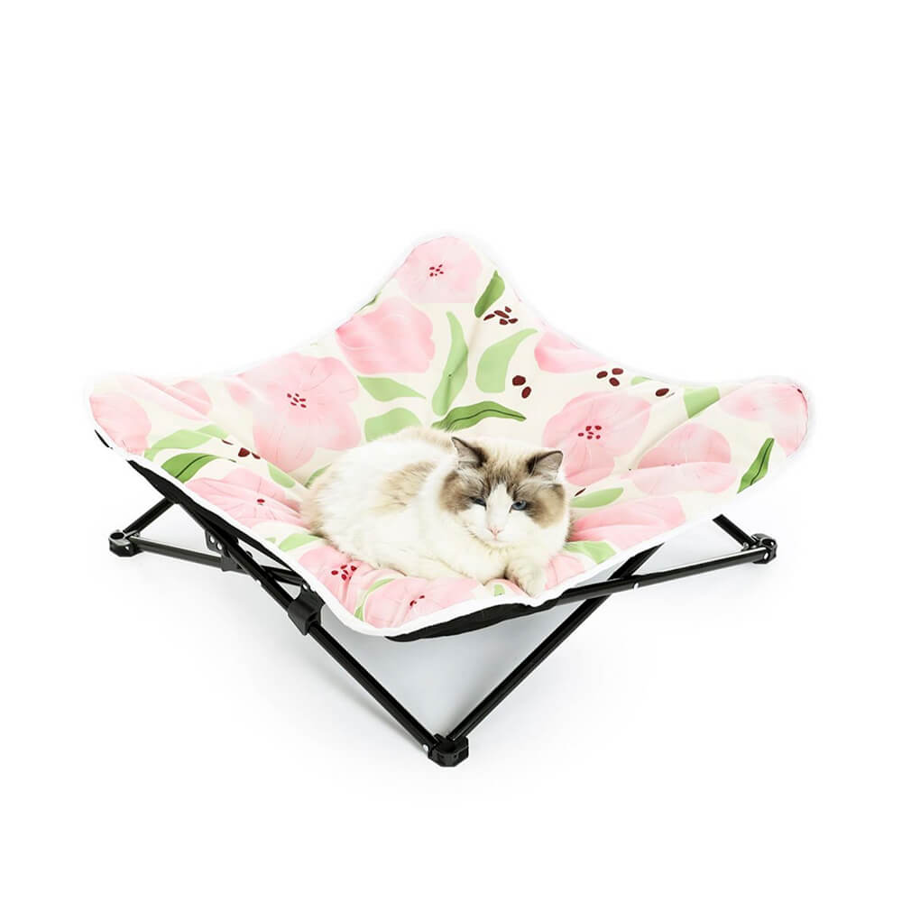 Cama plegable para perros y gatos a prueba de humedad con diseño floral