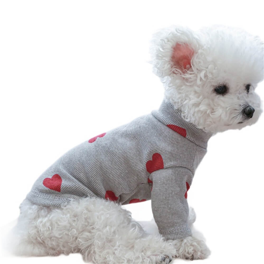 Suéter para perro con estampado de corazones, acogedor y lindo: perfecto para los días fríos