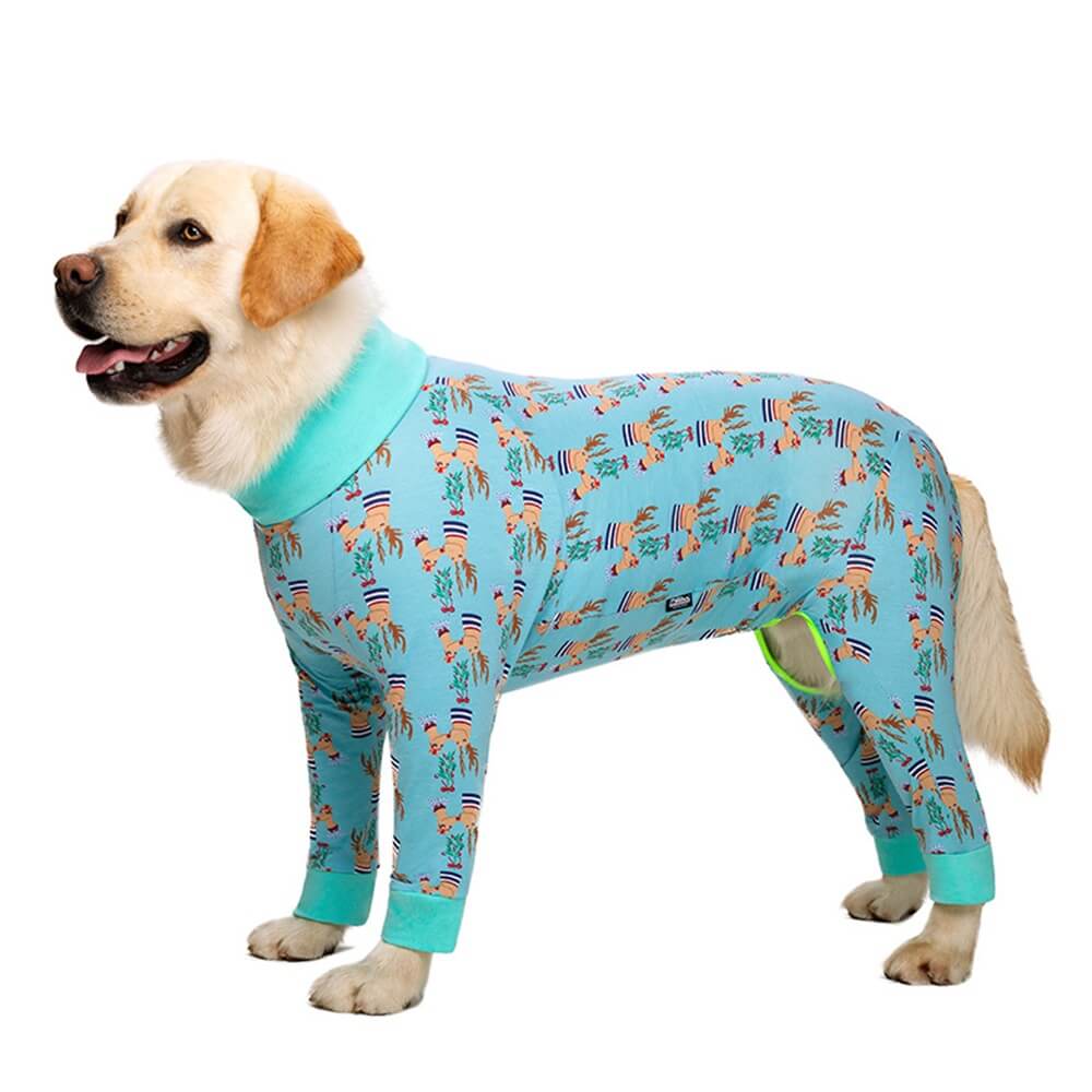 Ropa para perros grandes: pijama de cuatro patas fino y con barriga completa