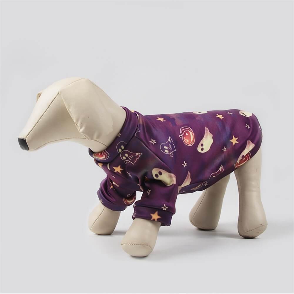 Disfraz de Halloween para mascota con estampado de peluche | Diseño cálido de calabaza y fantasma para otoño e invierno