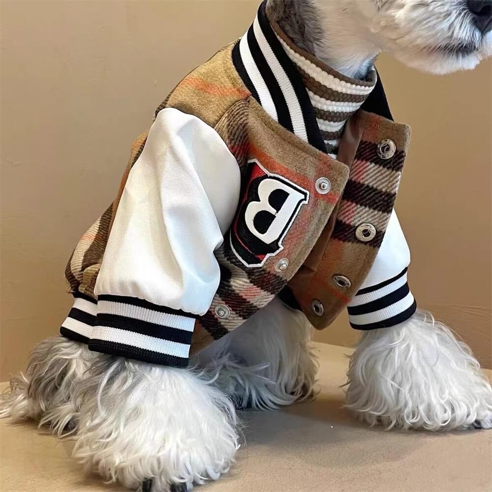 Chaqueta de béisbol a cuadros para perros: ropa deportiva y elegante para perros