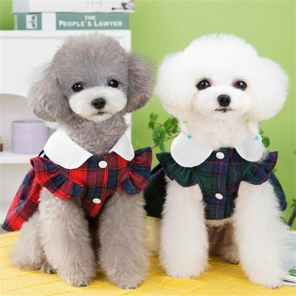 Elegante vestido a cuadros para perros: perfecto para ocasiones especiales