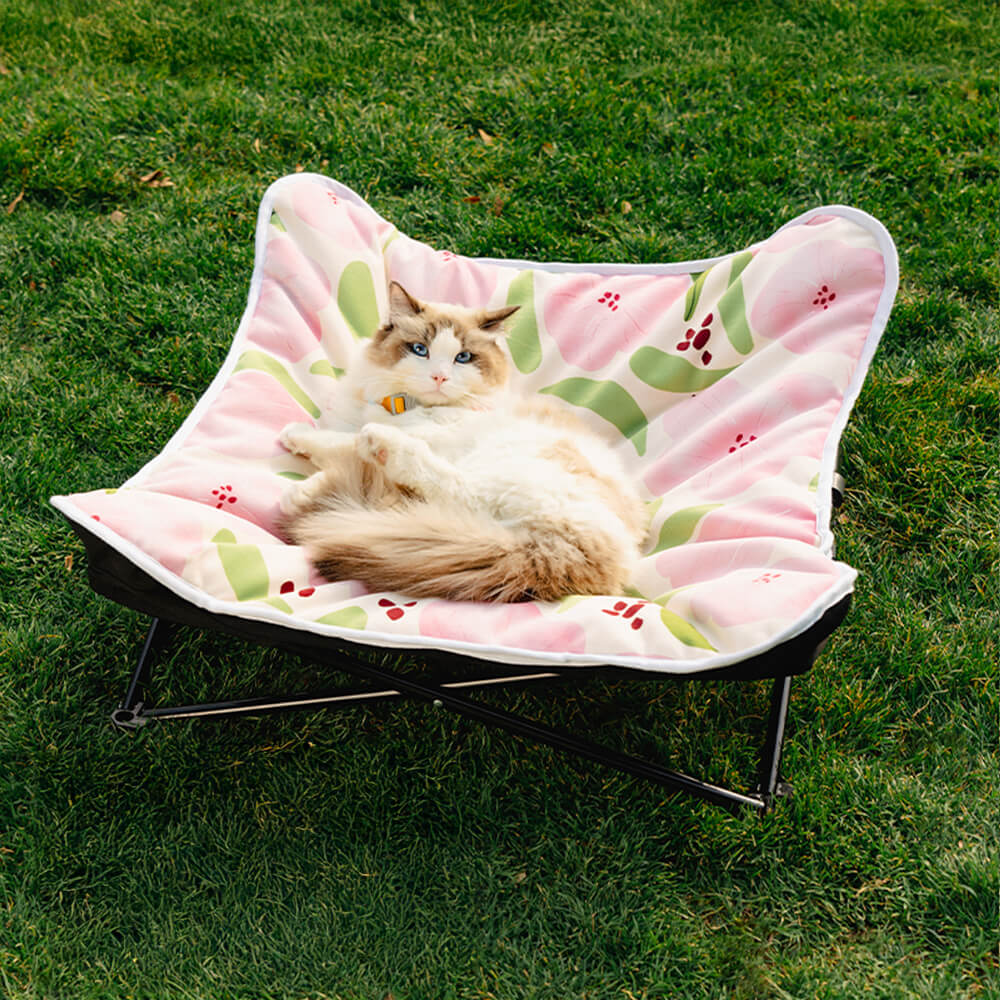 Cama plegable para perros y gatos a prueba de humedad con diseño floral