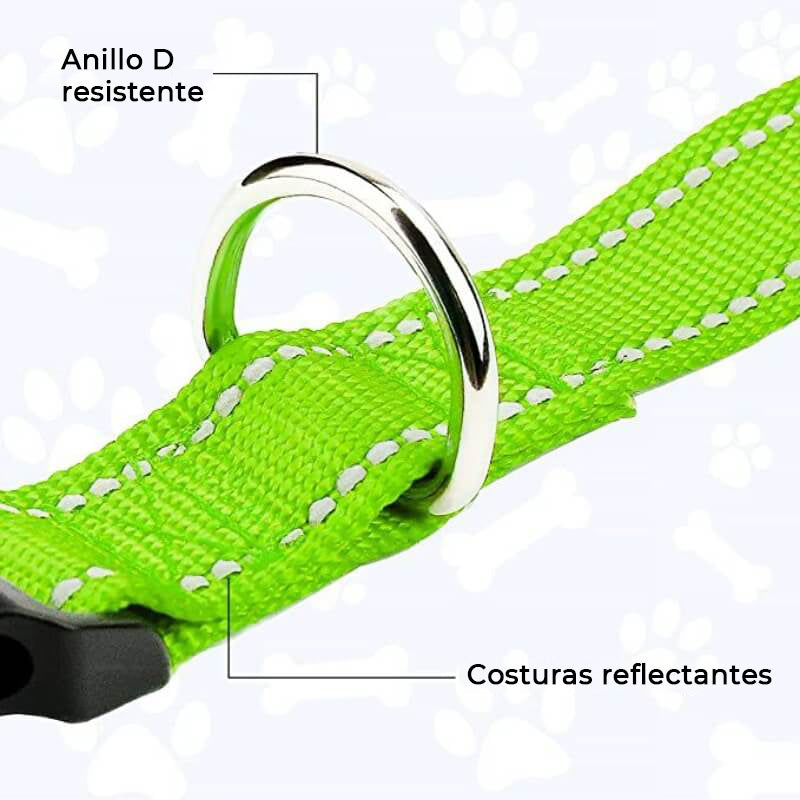 Collar Ajustable de Seguridad Reflectante de Nylon para Perros