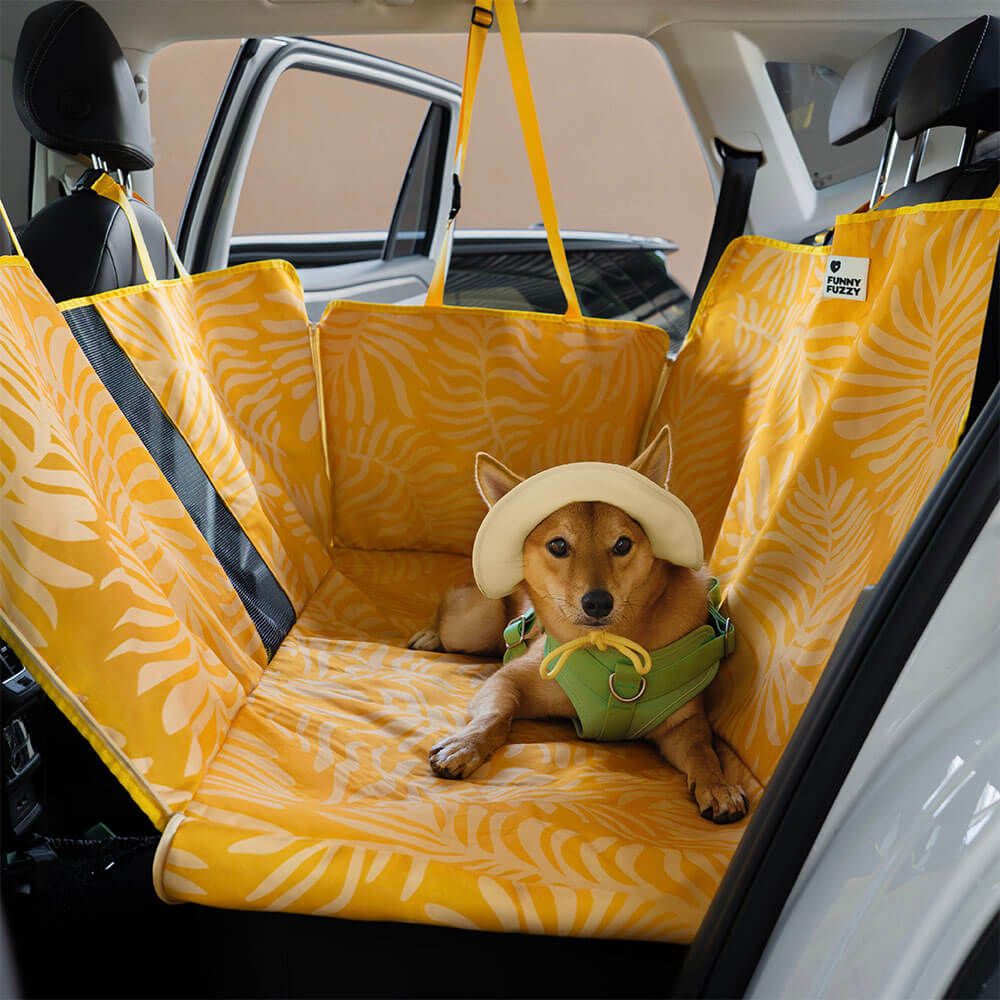 Funda impermeable para asiento trasero de coche para perro con estampado de palmeras Areca - Encanto tropical