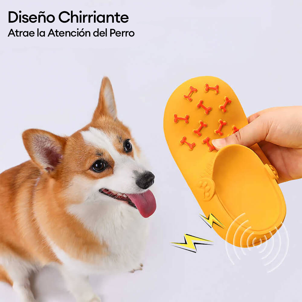 Juguete interactivo duradero para limpiar los dientes de perro con chirriador de látex