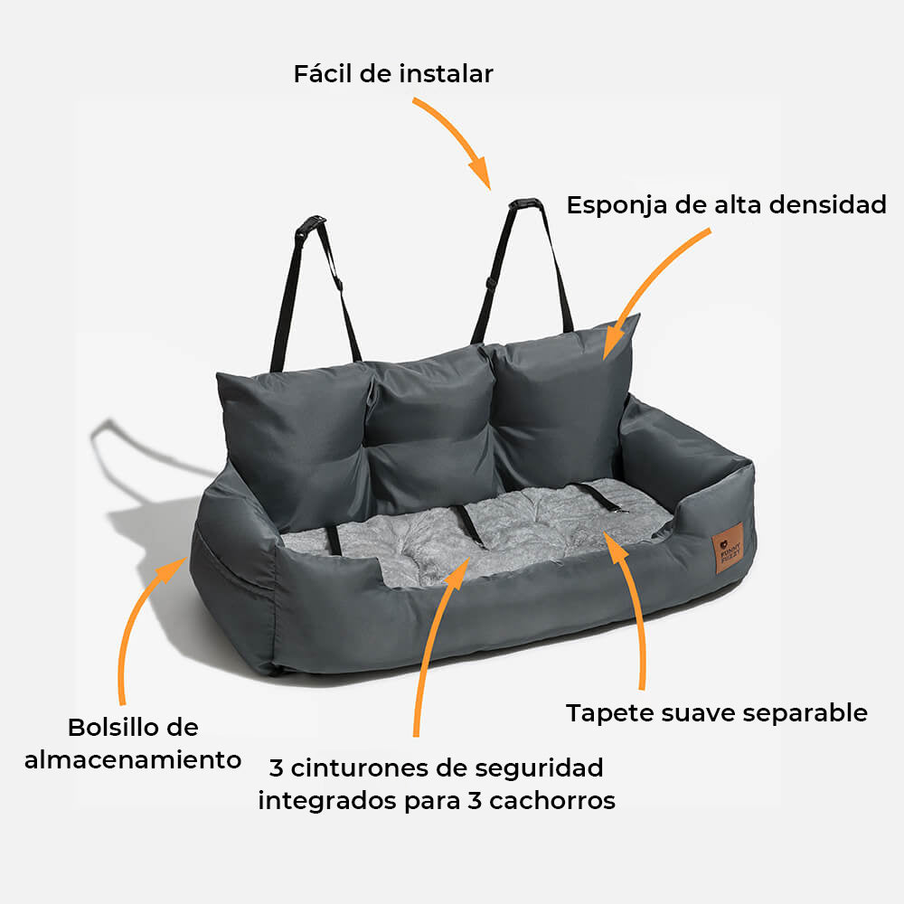 Cama de respaldo impermeable y segura para perros medianos y grandes para viajes en coche