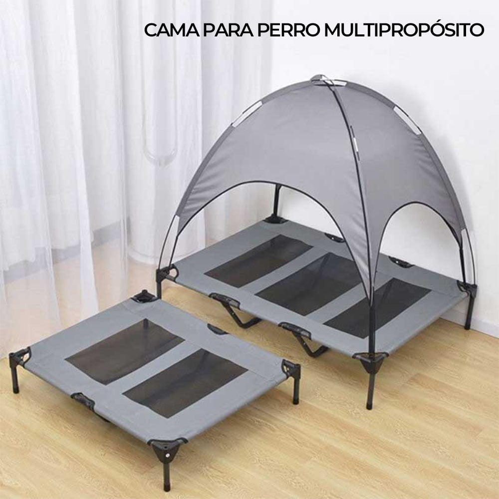 Cama elevada para perros con dosel, impermeable, portátil, transpirable y para exteriores