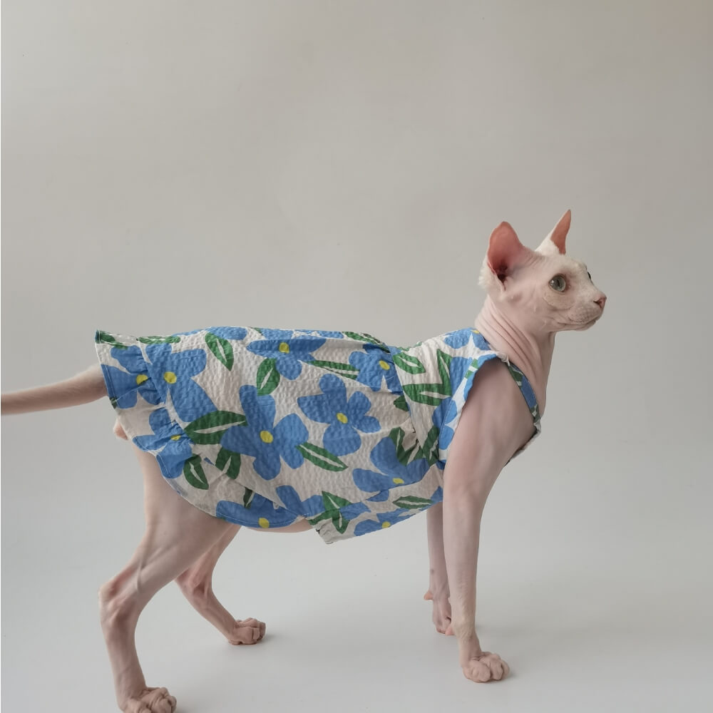 Encantadora camisa floral para mascotas y ropa a juego para el dueño