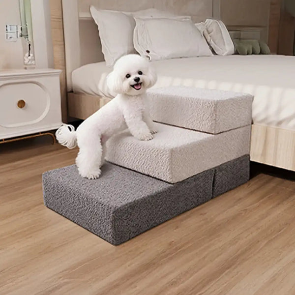 Chenille Durable Scratch-Resistant Foldable Blocks Multi-Level Dog Stairs
