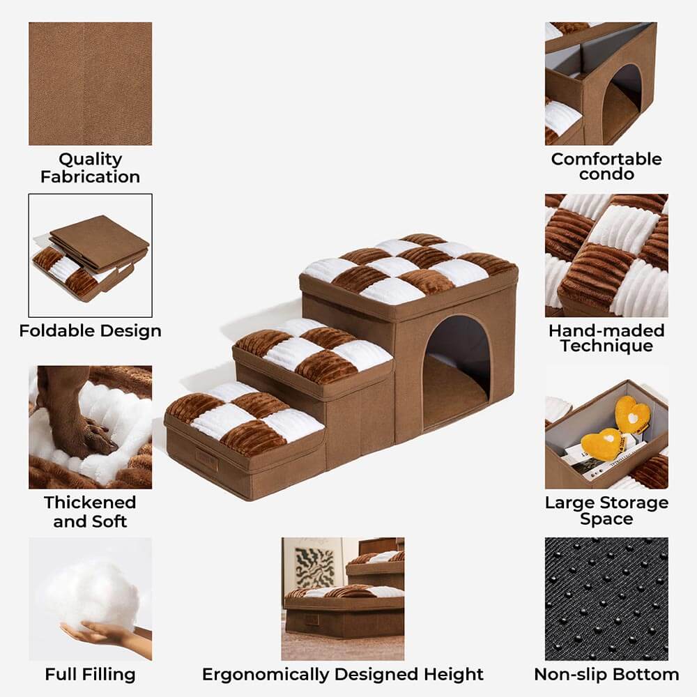 Escaleras para perros de tablero de ajedrez, con espacio de almacenamiento - Napsteps