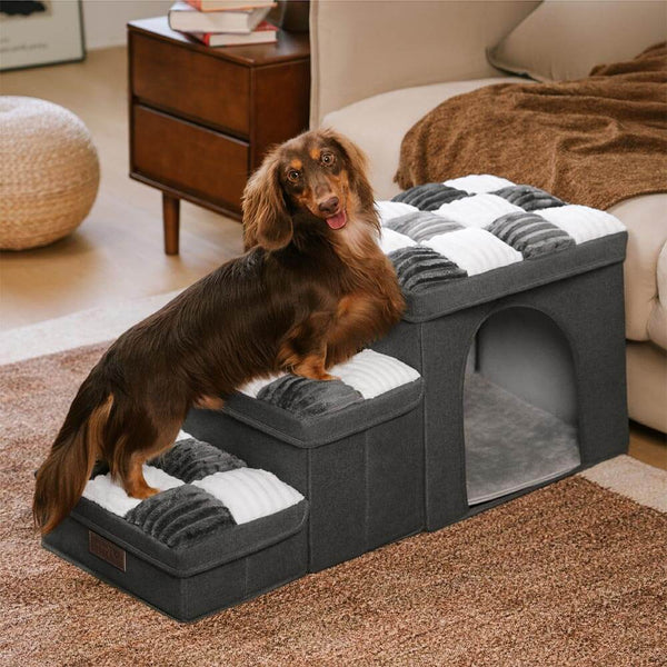 Escaleras para perros hechas a mano con almacenamiento y condominio - Napsteps