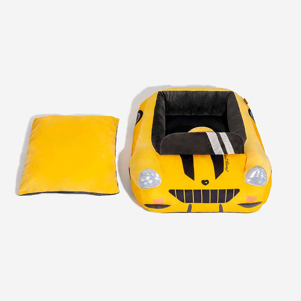 FUNNYFUZZY - Cama para perros con soporte para coche de carreras elegante - Glamour Drive