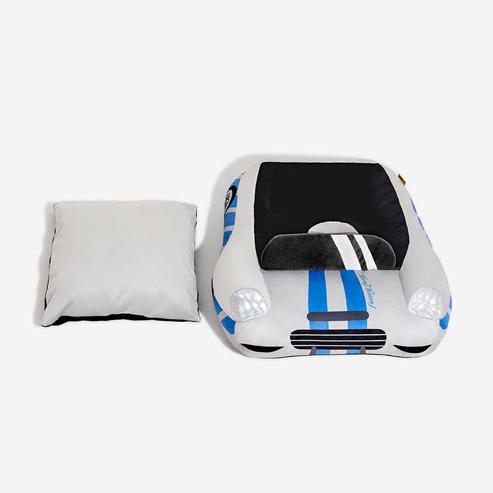 FUNNYFUZZY - Cama para perros con soporte para coche de carreras elegante - Glamour Drive