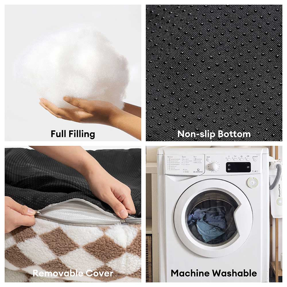 Cama clásica de gato de donas con bolsteras argyle - acogedor