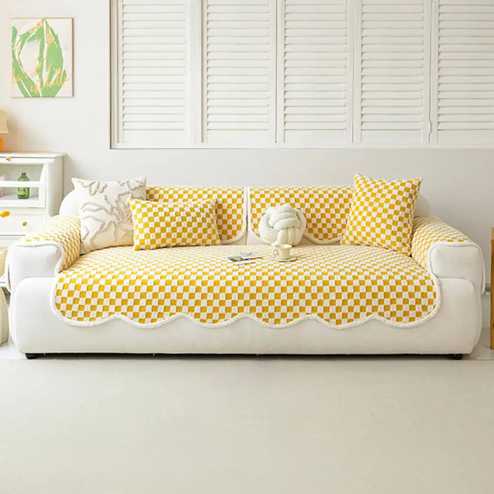Chenille Art Corrugated Breatable No-Slip Couch Cover Coach