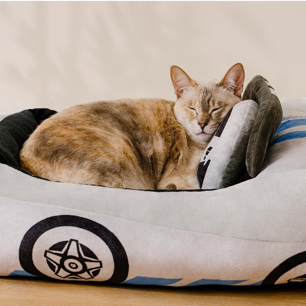 Cama para gatos con refuerzo en forma de coche de carrera convertible clásico - Rápido y peludo