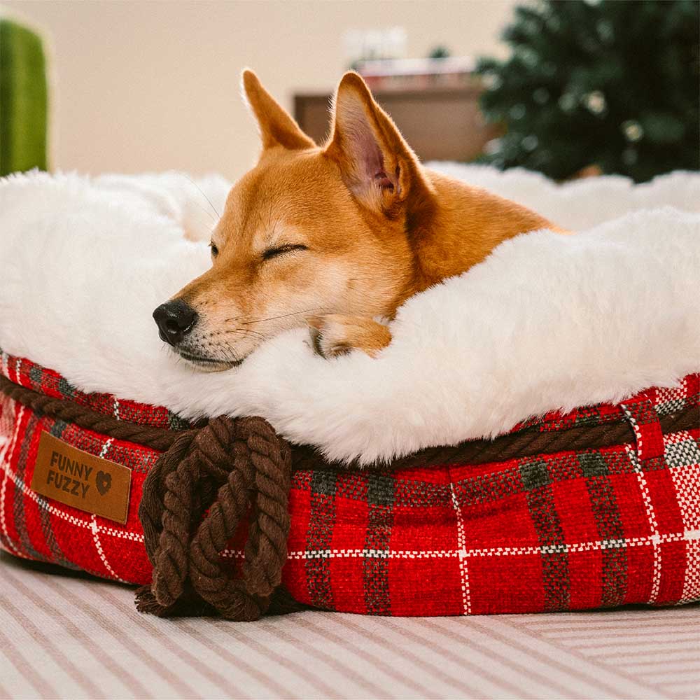 Cama clásica de felpa con forma de donut para perros de Jacquard - Snuggle Den