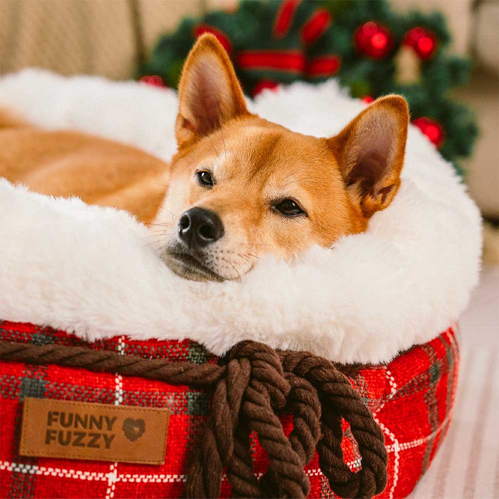 Cama clásica de felpa con forma de donut para perros de Jacquard - Snuggle Den