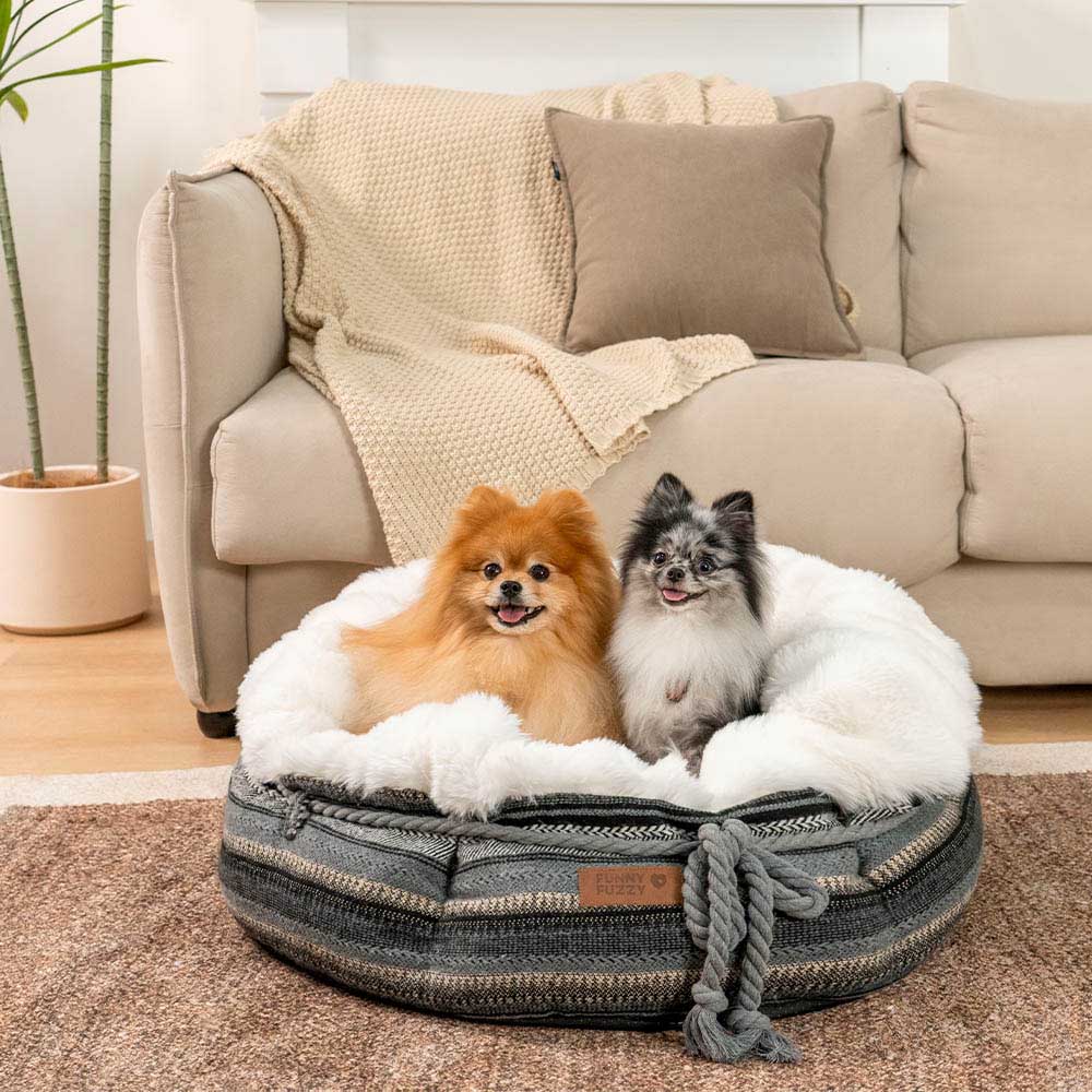 Cama clásica de felpa con forma de donut para perros de Jacquard - Snuggle Den