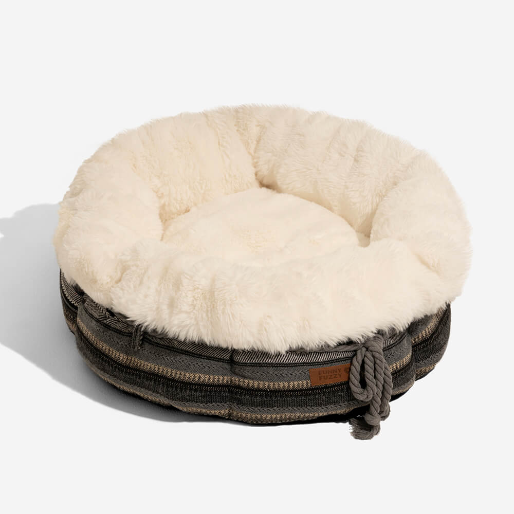 Cama clásica de felpa con forma de donut para perros de Jacquard - Snuggle Den