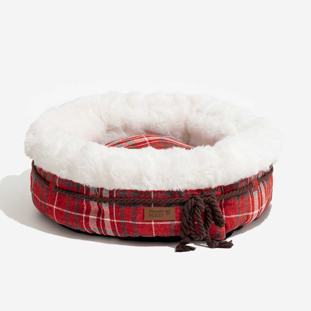 Cama clásica de felpa con forma de donut para perros de Jacquard - Snuggle Den