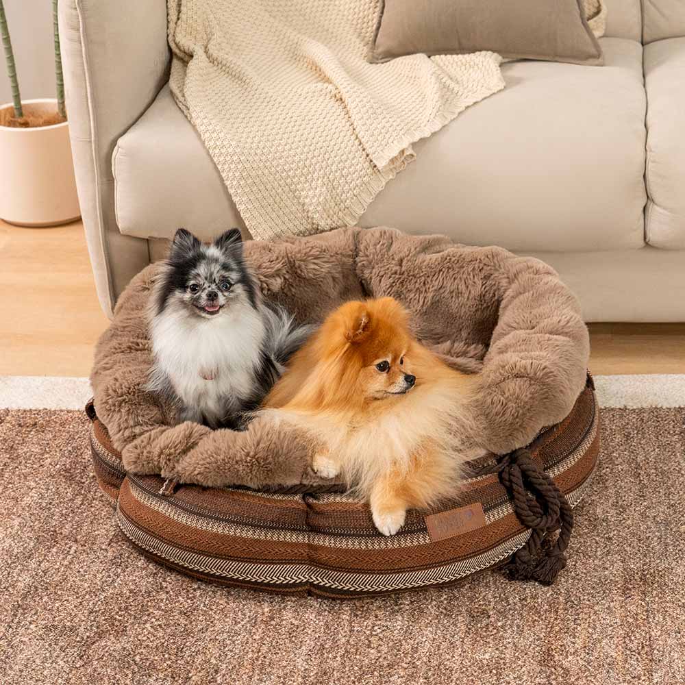 Cama clásica de felpa con forma de donut para perros de Jacquard - Snuggle Den