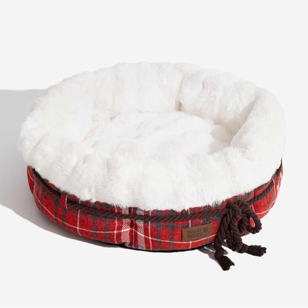 Cama clásica de felpa con forma de donut para perros de Jacquard - Snuggle Den