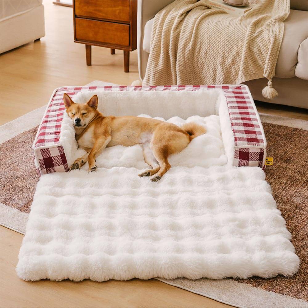 Cama grande y acogedora para perros con edredón plegable