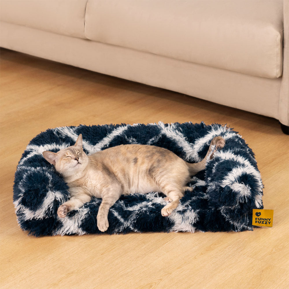 Sofá cama ortopédico para gatos con diseño de cuadros clásico - Comodidad acogedora