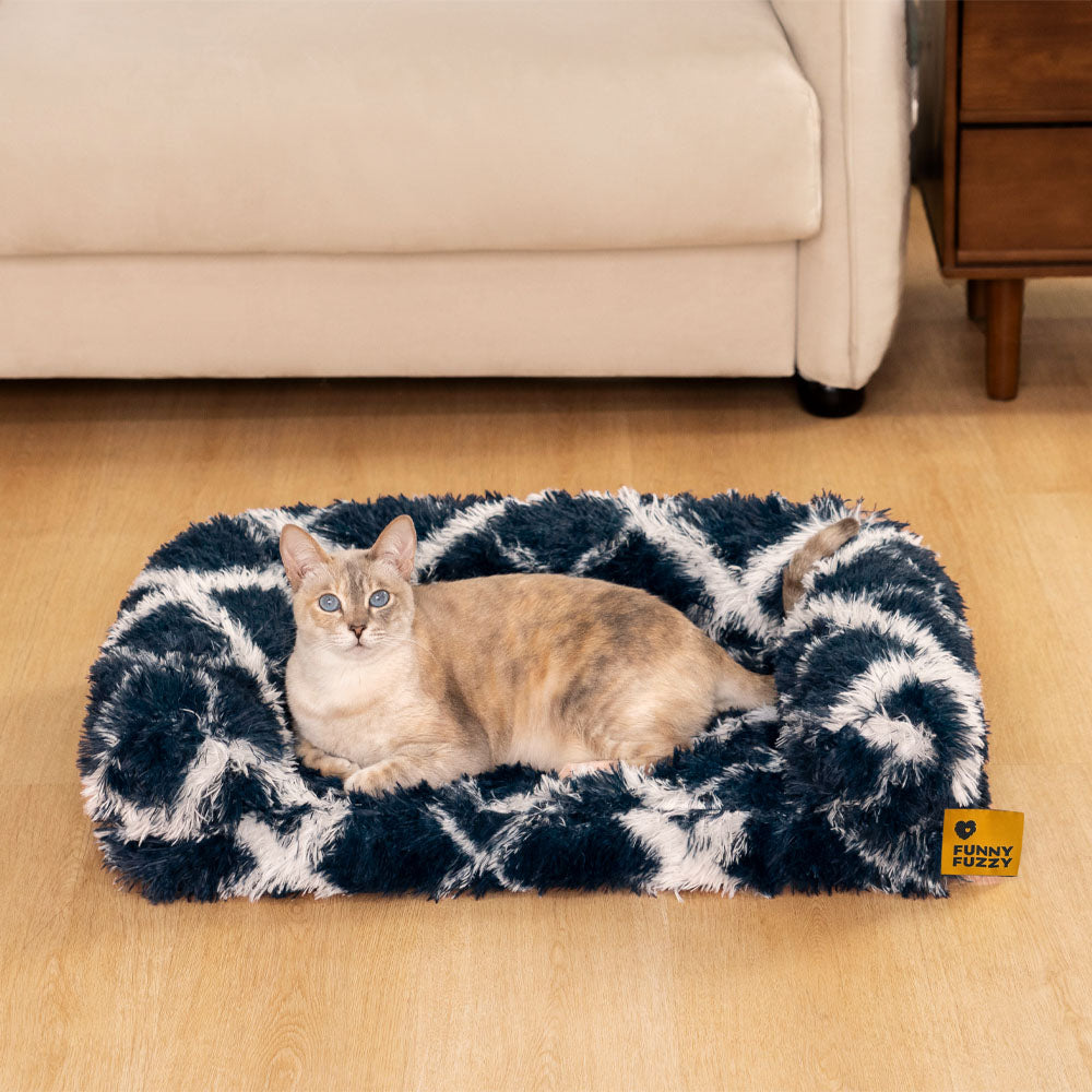 Sofá cama ortopédico para gatos con diseño de cuadros clásico - Comodidad acogedora