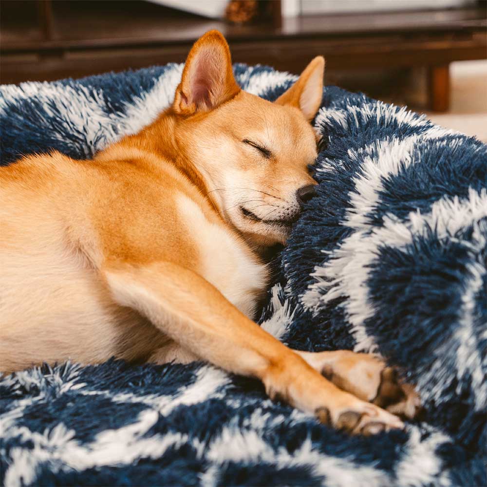 Sofá cama ortopédico clásico a cuadros para perros: comodidad acogedora