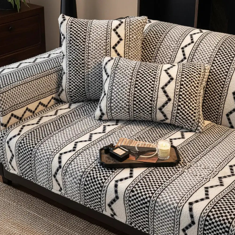 Chenille Art Corrugated Breatable No-Slip Couch Cover Coach