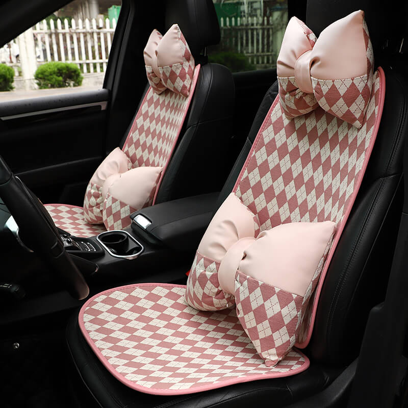 Juego completo de fundas antideslizantes para asiento delantero de coche con diseño clásico de rombos a juego