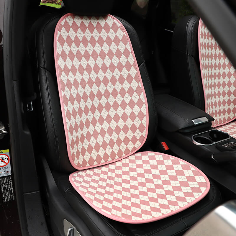 Juego completo de fundas antideslizantes para asiento delantero de coche con diseño clásico de rombos a juego