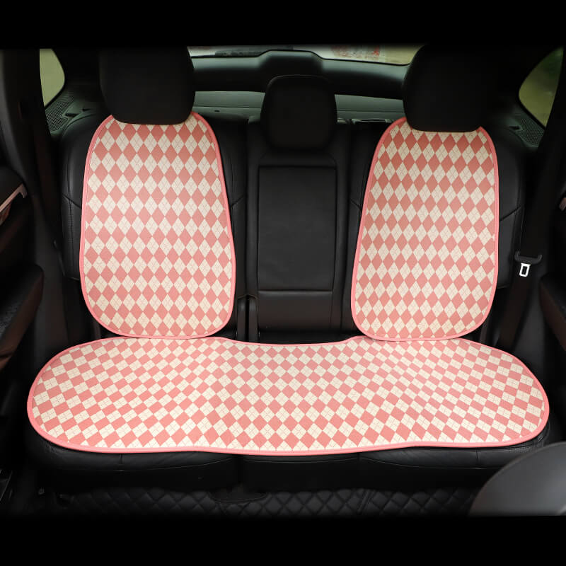 Juego completo de fundas antideslizantes para asiento delantero de coche con diseño clásico de rombos a juego