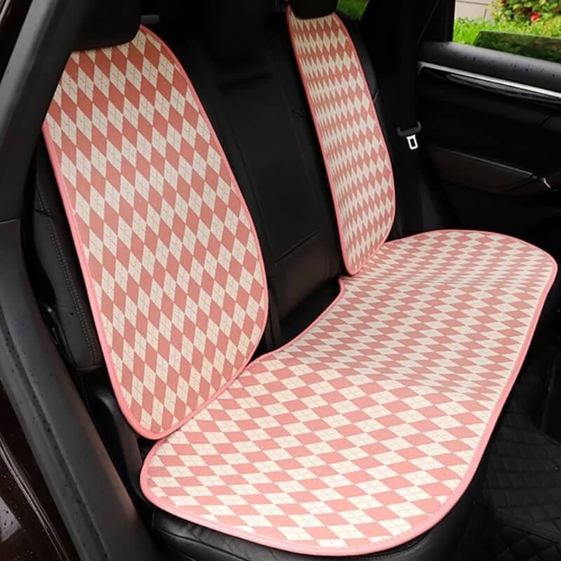 Juego completo de fundas antideslizantes para asiento delantero de coche con diseño clásico de rombos a juego