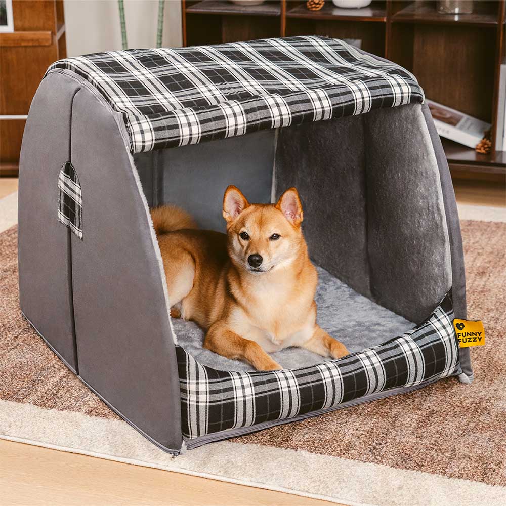 Cama ortopédica para perros Classical Plaid House - Cabaña Retreat