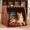Casa de perro ortopédico de casa a cuadros clásico - cabaña de retiro
