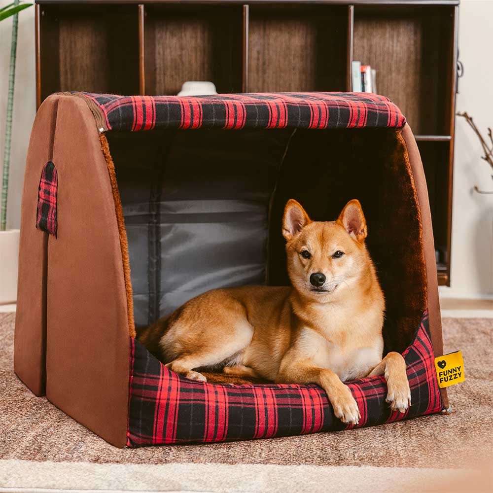 Cama ortopédica para perros Classical Plaid House - Cabaña Retreat