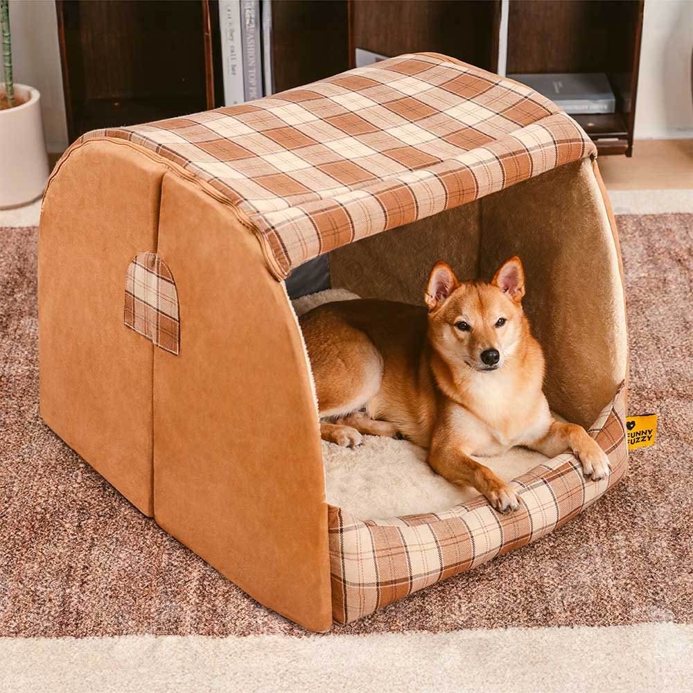 Cama ortopédica para perros con diseño clásico de cuadros escoceses - Warm Retreat