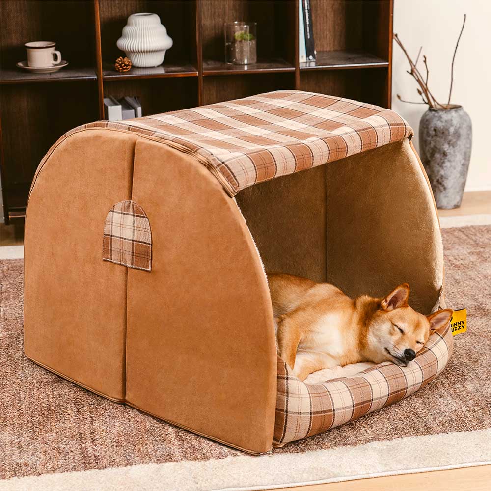 Cama ortopédica para perros Classical Plaid House - Cabaña Retreat